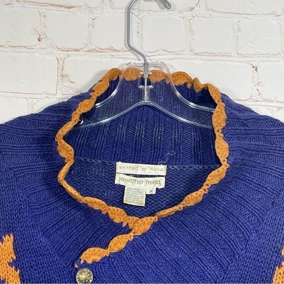 Vintage Jennifer Reed Hand Made MultiColor Embroidered Sweater Medium Christmas - Picture 2 of 14